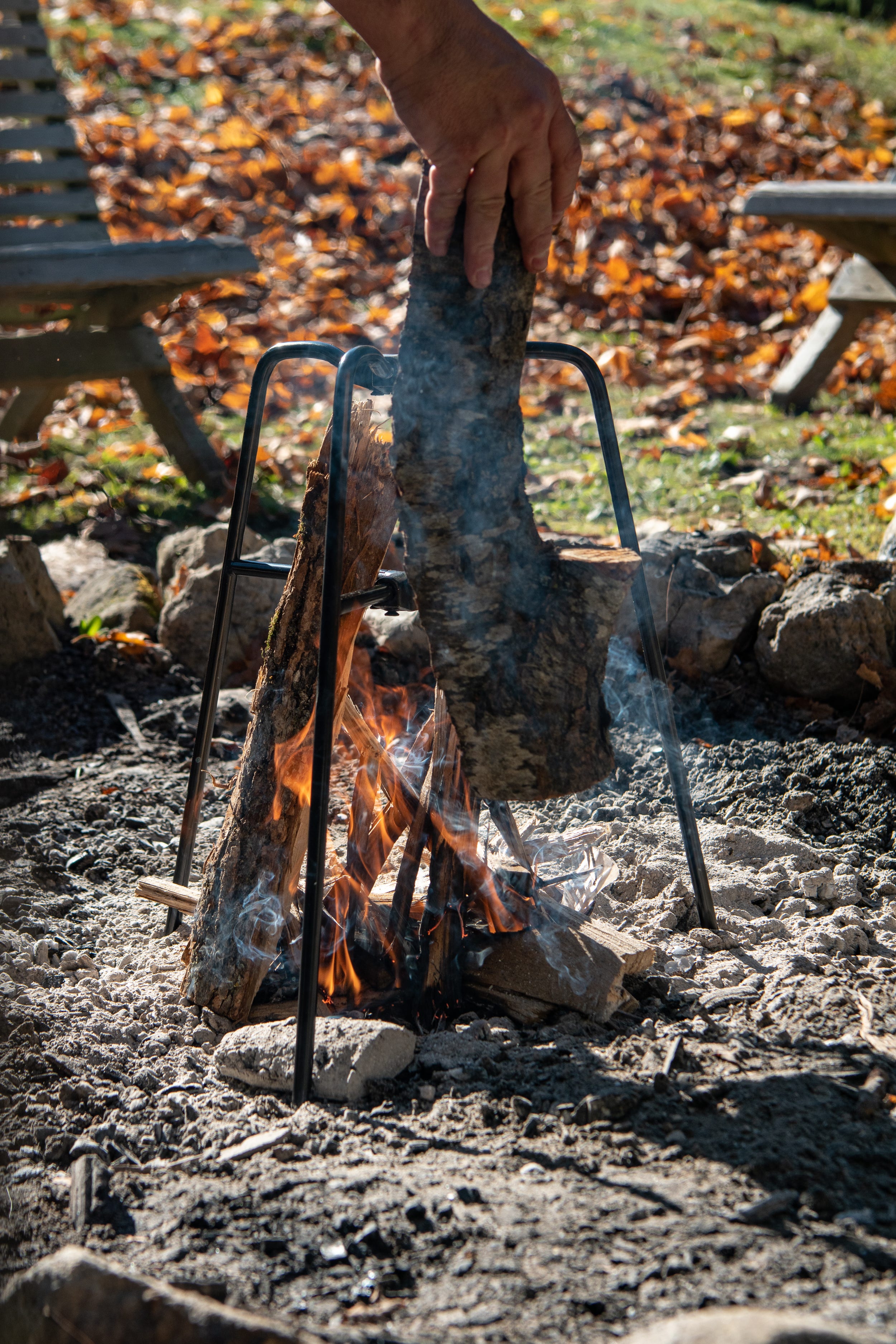 Flame Frame Vertical Bonfire Builder | Easy Fire Pit Tool | Grommet